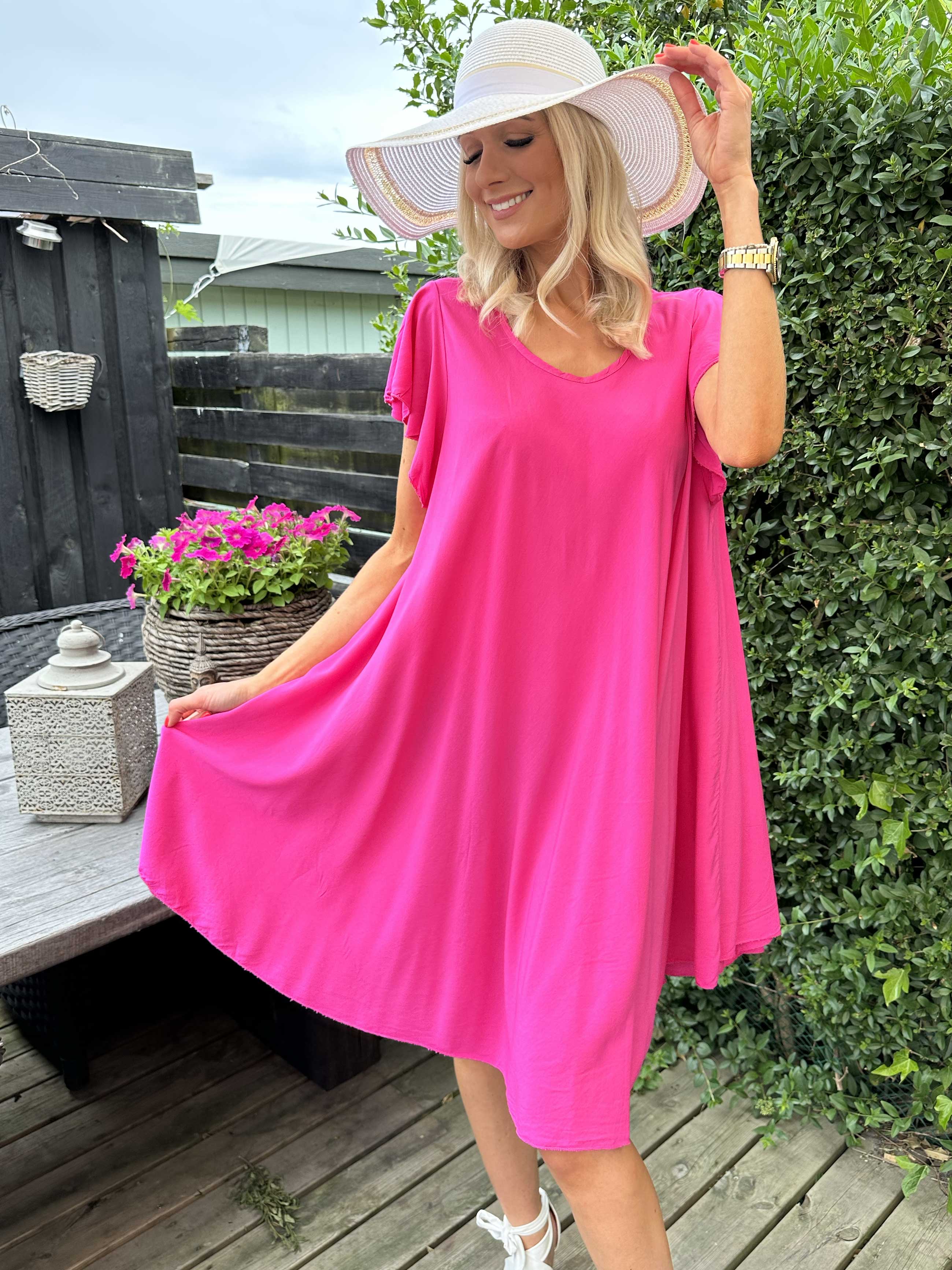 Davina - Simpel kjole i viskose med t-shirt ærmer